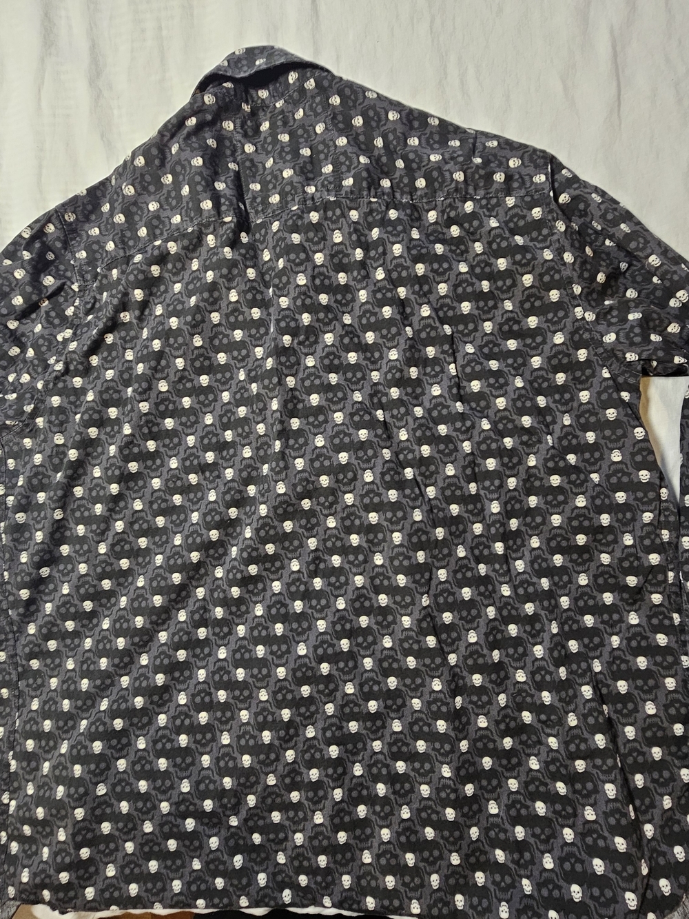 Keanan Duffty Black Skull Over Sized Print Button-Up Shirt Size XXL - Picture 7 of 10